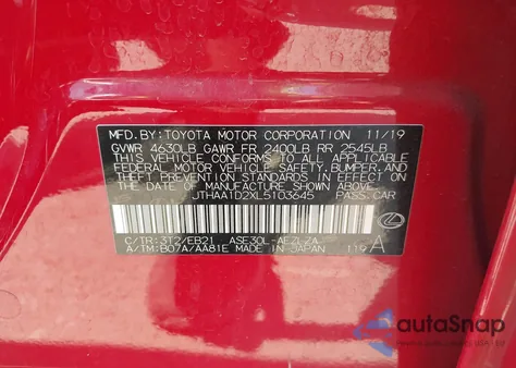 2020 Lexus Is 300 из США, поврежденный, VIN JTHAA1D2XL5103645